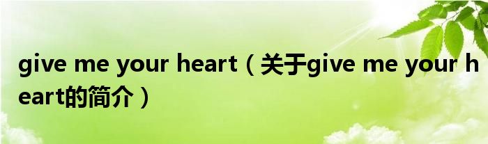 give me your heart（关于give me your heart的简介）