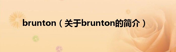 brunton（关于brunton的简介）