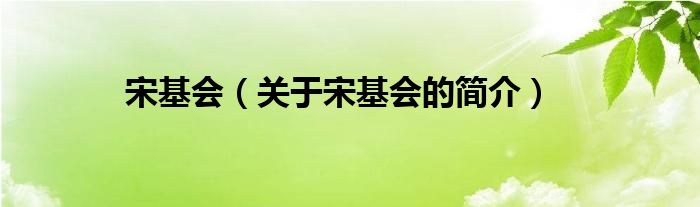 宋基会（关于宋基会的简介）