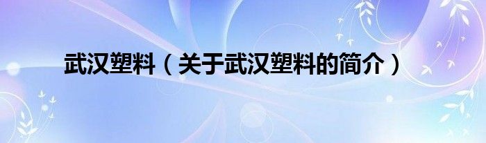 武汉塑料（关于武汉塑料的简介）