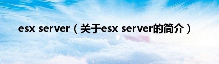 esx server（关于esx server的简介）