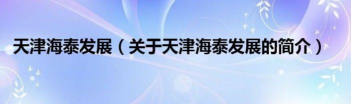 天津海泰发展（关于天津海泰发展的简介）