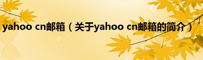 yahoo cn邮箱（关于yahoo cn邮箱的简介）