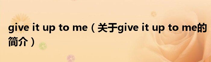 give it up to me（关于give it up to me的简介）