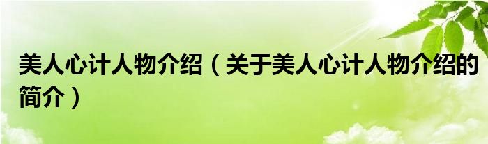 美人心计人物介绍（关于美人心计人物介绍的简介）