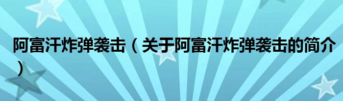 阿富汗炸弹袭击（关于阿富汗炸弹袭击的简介）