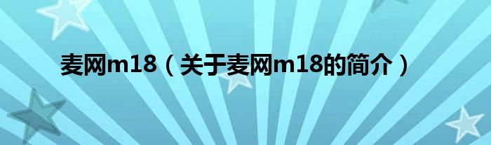 麦网m18（关于麦网m18的简介）