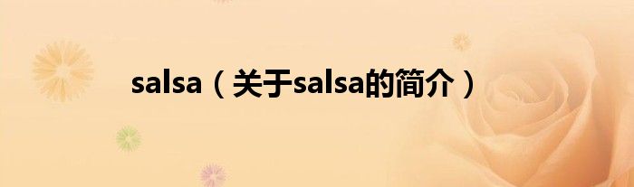 salsa（关于salsa的简介）