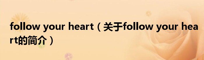 follow your heart（关于follow your heart的简介）