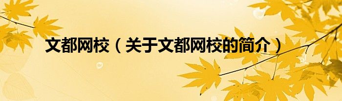 文都网校（关于文都网校的简介）