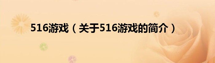 516游戏（关于516游戏的简介）