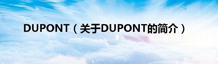 DUPONT（关于DUPONT的简介）