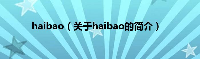 haibao（关于haibao的简介）
