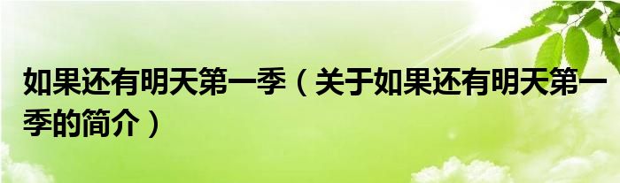 如果还有明天第一季（关于如果还有明天第一季的简介）