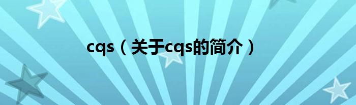 cqs（关于cqs的简介）