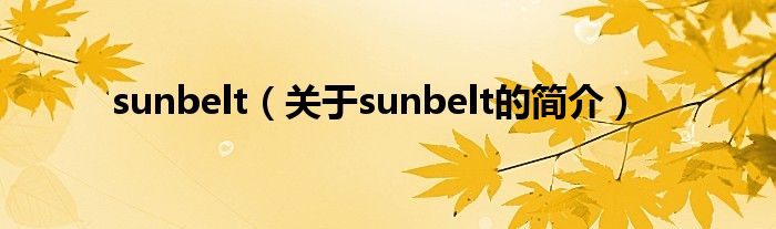 sunbelt（关于sunbelt的简介）