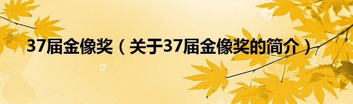 37届金像奖（关于37届金像奖的简介）