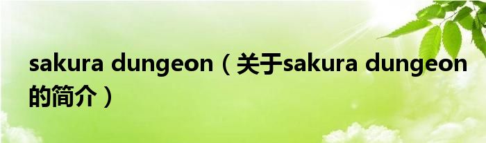 sakura dungeon（关于sakura dungeon的简介）