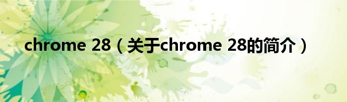 chrome 28（关于chrome 28的简介）