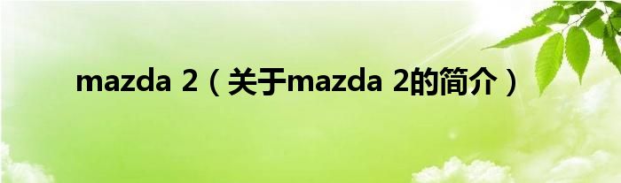 mazda 2（关于mazda 2的简介）