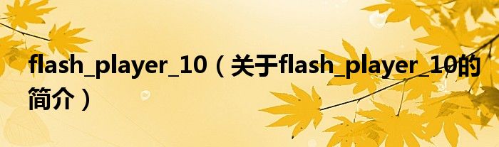 flash_player_10（关于flash_player_10的简介）