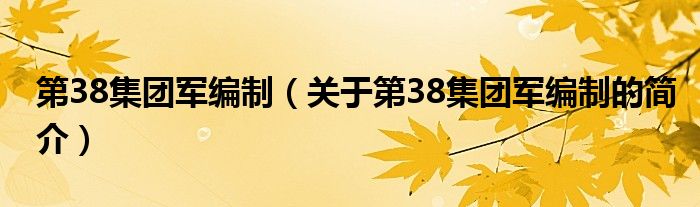 第38集团军编制（关于第38集团军编制的简介）