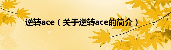 逆转ace（关于逆转ace的简介）