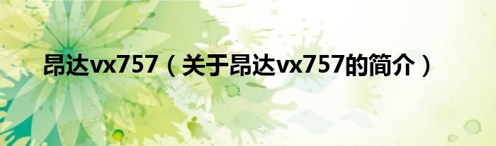 昂达vx757（关于昂达vx757的简介）