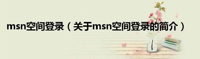 msn空间登录（关于msn空间登录的简介）