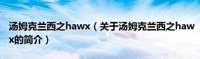 汤姆克兰西之hawx（关于汤姆克兰西之hawx的简介）