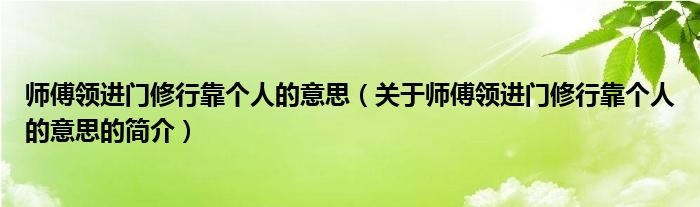 师傅领进门修行靠个人的意思（关于师傅领进门修行靠个人的意思的简介）