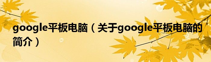 google平板电脑（关于google平板电脑的简介）