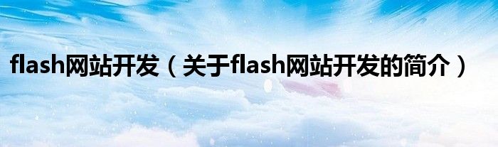 flash网站开发（关于flash网站开发的简介）