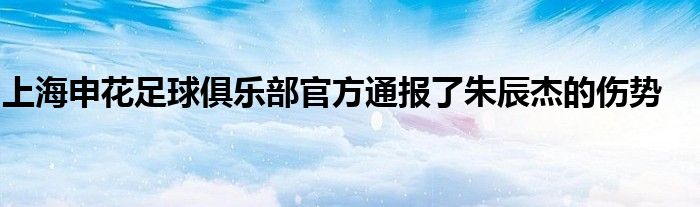 上海申花足球俱乐部官方通报了朱辰杰的伤势