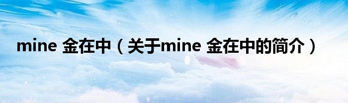 mine 金在中（关于mine 金在中的简介）