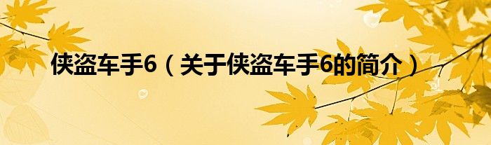 侠盗车手6（关于侠盗车手6的简介）