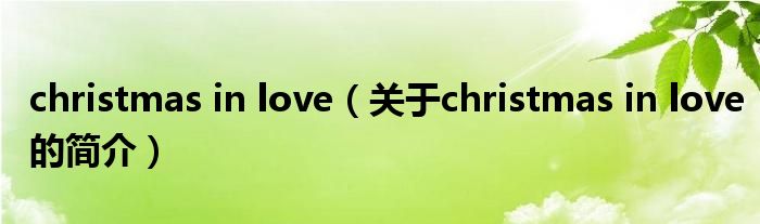 christmas in love（关于christmas in love的简介）