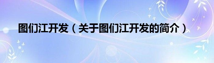 图们江开发（关于图们江开发的简介）