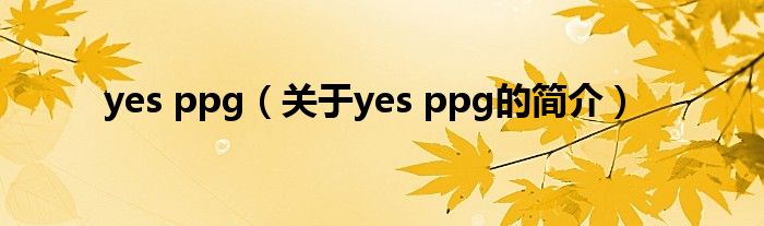 yes ppg（关于yes ppg的简介）