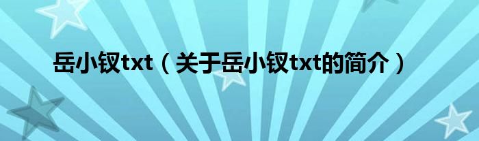 岳小钗txt（关于岳小钗txt的简介）