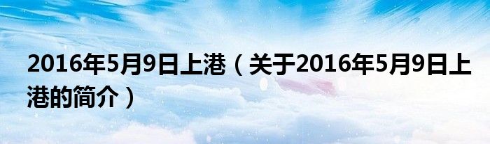 2016年5月9日上港（关于2016年5月9日上港的简介）