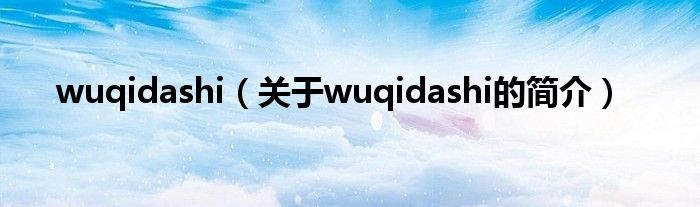 wuqidashi（关于wuqidashi的简介）