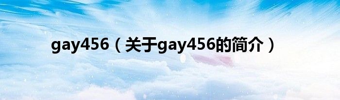 gay456（关于gay456的简介）