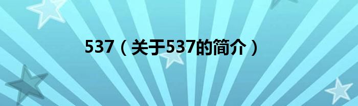 537（关于537的简介）