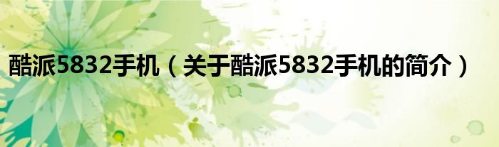 酷派5832手机（关于酷派5832手机的简介）