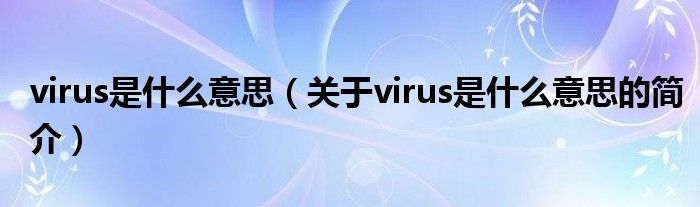 virus是什么意思（关于virus是什么意思的简介）