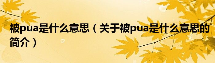 被pua是什么意思（关于被pua是什么意思的简介）