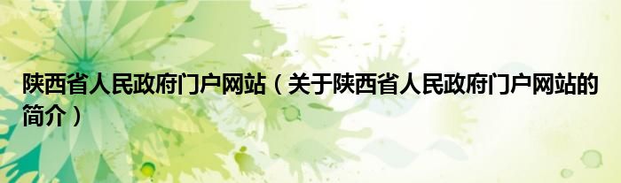 陕西省人民政府门户网站（关于陕西省人民政府门户网站的简介）