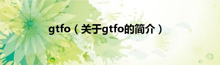 gtfo（关于gtfo的简介）