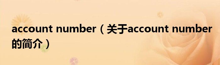 account number（关于account number的简介）